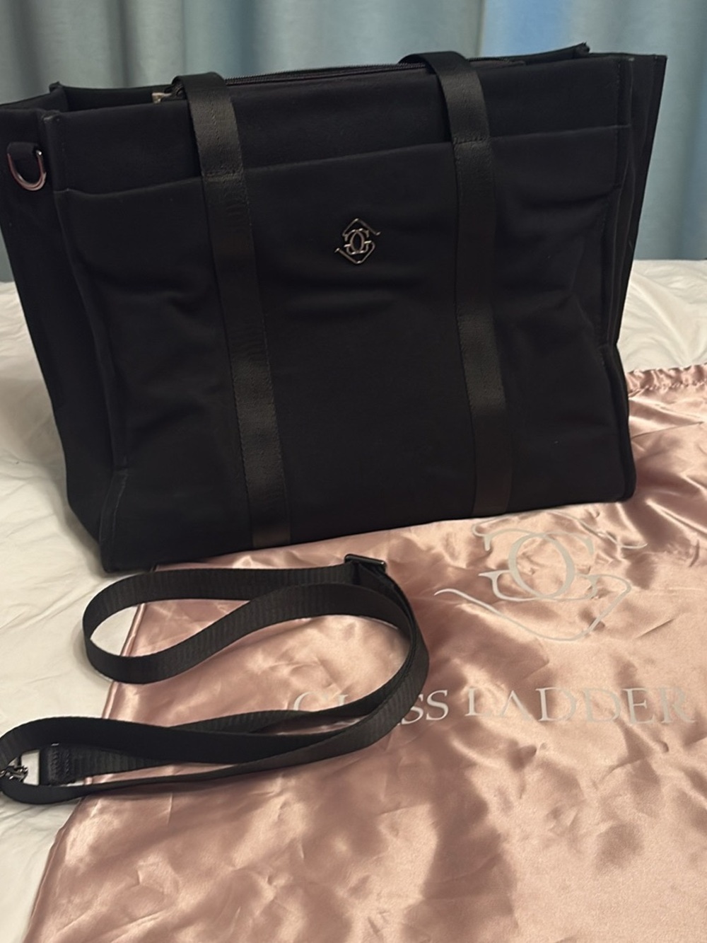 Glass ladder Co. Danielle tote bag in black canvas